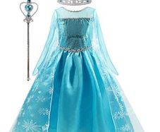 New Frozen Princess Elsa Fancy Costume With Accessories 4-5 Yrs