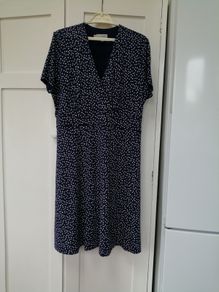 Hobbs Navy and White dot Dress 16