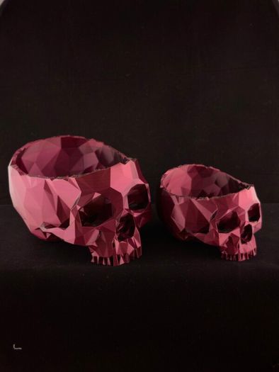 3D Printed Low Polygon Skull Planter/ Bowl