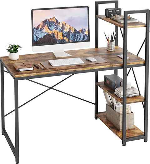 Computer Desk with Storage Shelves Writing Desk with Shelves 120CM Reversible Computer Desk with Bookshelf for Home Office Small Space MULTIPLE COLOURS AVAILABLE (FREE POSTAGE)