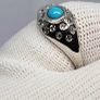 Sterling silver Arizona Sleeping Beauty Turquoise and Natural Zircon Ring in Platinum Overlay Sterling Silver Image 7