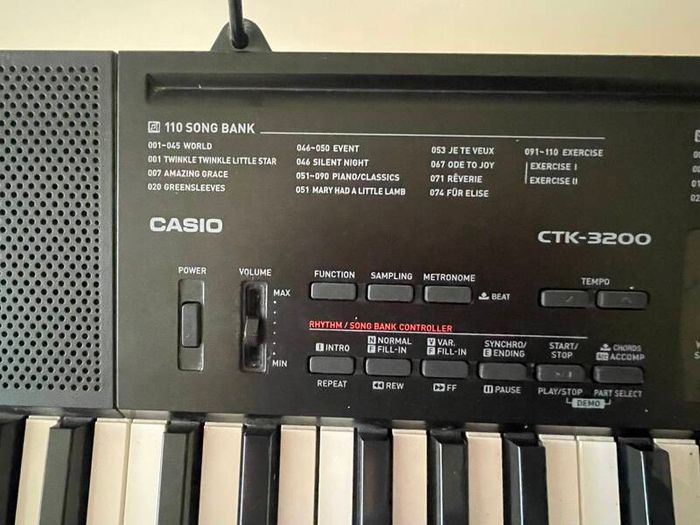 Casino portable keyboard with stand and footpedal.