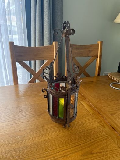 Antique Stained Glass Hall Lantern