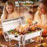 Chafing Dish Buffet Set, 8 Qt 4 Pack, Stainless Steel Chafer with 4 Full Size Pans, Rectangle Catering Warmer Server with Lid Water Pan Stand Fuel Holder, for Weddings Parties Banquets, Silver Image 7