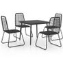 5 Piece Garden Dining Set PVC Rattan Black Image 2