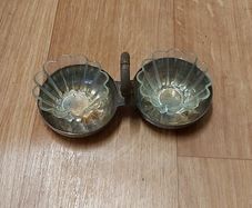 Antique glass metal serving caddy
