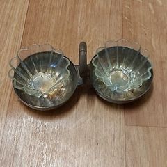 Antique glass metal serving caddy