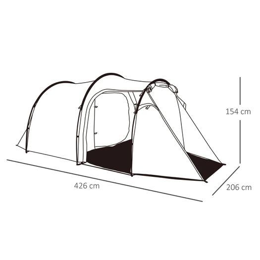 2-3 Man Tunnel Tents w/ Vestibule Camping Tent Porch Air Vents Rainfly Weather-Resistant Shelter Fishing Hiking Festival Shelter Home