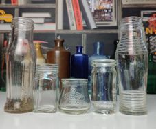 213 - Set of 5 Vintage Clear Glass Decorative Collectible Bottles