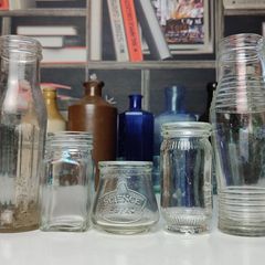 213 - Set of 5 Vintage Clear Glass Decorative Collectible Bottles