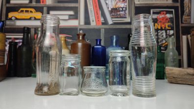 213 - Set of 5 Vintage Clear Glass Decorative Collectible Bottles