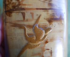 Antique Japanese Cigarette or Cigar Case with Beautiful Lacquered Birds