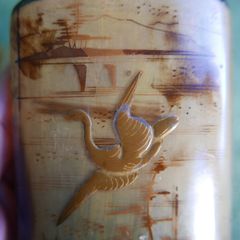 Antique Japanese Cigarette or Cigar Case with Beautiful Lacquered Birds