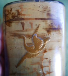 Antique Japanese Cigarette or Cigar Case with Beautiful Lacquered Birds