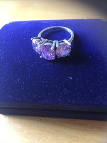 Silver Ring With Purple Stones