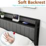 King Size Bed Frame with Storage and Headboard Shelf, Upholstered Bed Image 4