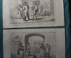 2 x Mid 19th Century Engraved Caricatures by George Cruikshank