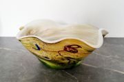 20th century blown multilayer glass hankerchief bowl