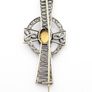 Vintage Celtic Filigree Silver Citrine Cross Brooch Image 3