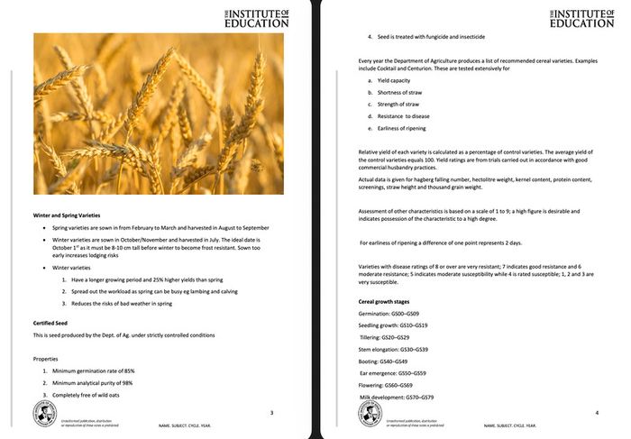 Leaving Cert Ag Science Institute Notes