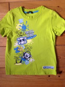 Age 3-4 Lime Green 'Skull Surf' Teeshirt