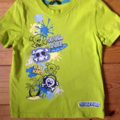 Age 3-4 Lime Green 'Skull Surf' Teeshirt