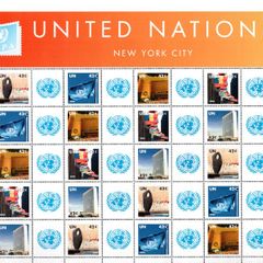 2008 United Nations Greeting Stamps Commemorative Stamp Sheet with UN Logo Mint Never Hinged (MNH)
