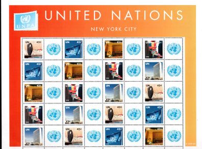 2008 United Nations Greeting Stamps Commemorative Stamp Sheet with UN Logo Mint Never Hinged (MNH)