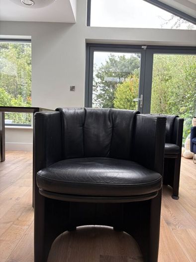 Rolf Benz Black Leather Dining Chairs (Set of 3)