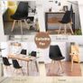 Retro Modern Dining Chairs  Lorenzo Plastic Chairs with Cushioned Pad Seat  Solid Beech Wooden Legs Side Chair for Living Room Kitchen Office Lounge Black, Pack of 2 Image 4