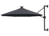 Wall-mounted Parasol with LEDs and Metal Pole 300 cm Anthracite