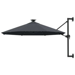 Wall-mounted Parasol with LEDs and Metal Pole 300 cm Anthracite