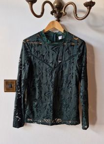 Lace top (bottlegreen colour) Size L