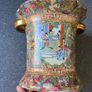 Vintage Chinese Floral Ornamental Porcelain Vase With Gold Handles Image 4