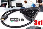 3X1 HDMI Compatible cable splitter HD 1080bp switcher adapter 3 input 1 output port hub for xbox ps4 dvd hdtv pc laptop tv