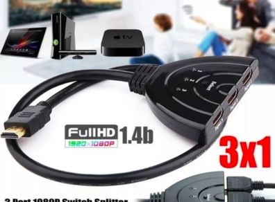 3X1 HDMI Compatible cable splitter HD 1080bp switcher adapter 3 input 1 output port hub for xbox ps4 dvd hdtv pc laptop tv