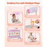 Ice Cream Cart for Kids, 20+ PCS Accessories, Pretend Play Ice Cream Shop Kitchen Food Toys with Ice Cream Cone & Popsicle, Awning & Freezer, Storage Drawers & Flipping Menus, For Kids Aged 3-7 Image 5