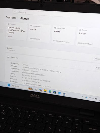 Dell latitude 3420- i7-1165- 14"full hd ssd 16gb ram