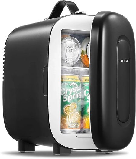 Mini Fridge Portable, 5 Liter/6 Cans Small Fridge Cooler & Warmer, Quiet, DC/AC Power, Cmpact Mini Fridge for Bedrooms, Office, Skincare, Car, Travel, Black