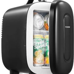 Mini Fridge Portable, 5 Liter/6 Cans Small Fridge Cooler & Warmer, Quiet, DC/AC Power, Cmpact Mini Fridge for Bedrooms, Office, Skincare, Car, Travel, Black