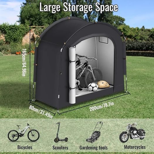 Bike Shed, Bike Storage Outdoor Waterproof Storage Tent, Portable Garden Garage Shelter for 2 Bicycles, Motorcycle, Tools, Toys & Lawn Mower