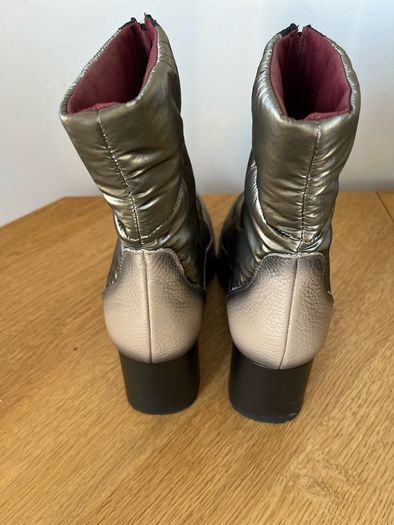 Jose Saenz Taupe and Champagne Block Heel Ankle Boots