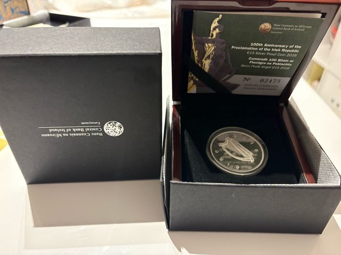 Silver Proof 15 Euro 2016. Unc.   100th Anniversary Of The Proclamation Of The Irish Republic
