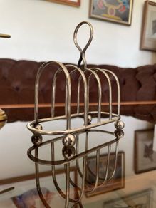 Vintage Silver Plate 4 Slot Toast Rack Ball Feet
