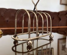 Vintage Silver Plate 4 Slot Toast Rack Ball Feet