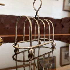 Vintage Silver Plate 4 Slot Toast Rack Ball Feet