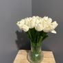 Beautiful real looking white faux tulip bouquet with vase Image 2