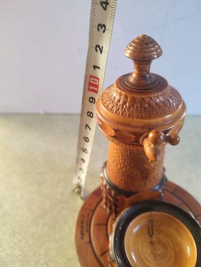 storage water well souvenirs of carved wood marked templo tibidabo from Spain