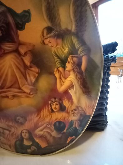 Oval vintage religious print, bought in Portugal, D18, post 8e