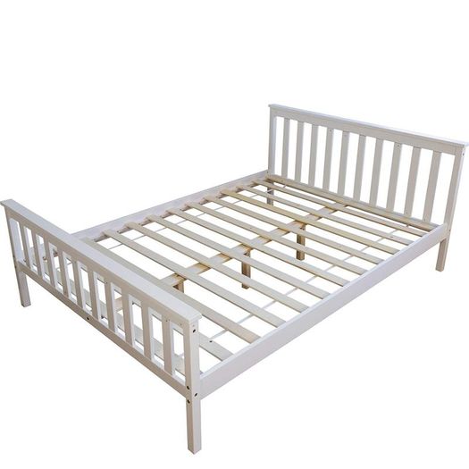 Solid wood double bed pine 140x200 white bed frame - FREE DELIVERY NATIONWIDE